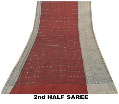 Sanskriti Vintage Soft Red Pure Silk Saree Banarasi Brocade Hand-Woven 4.5+yard