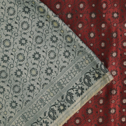 Sanskriti Vintage Soft Red Pure Silk Saree Banarasi Brocade Hand-Woven 4.5+yard