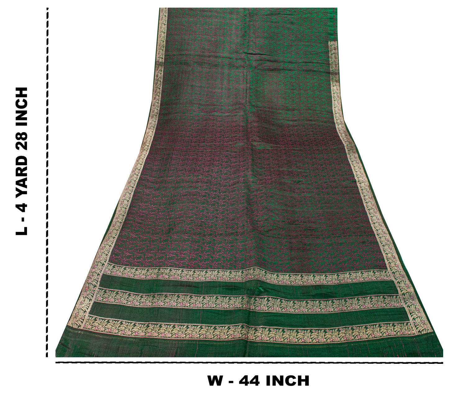 Sanskriti Vintage Green Pure Satin Saree Banarasi Brocade Zari Hand-Woven 5+Yard