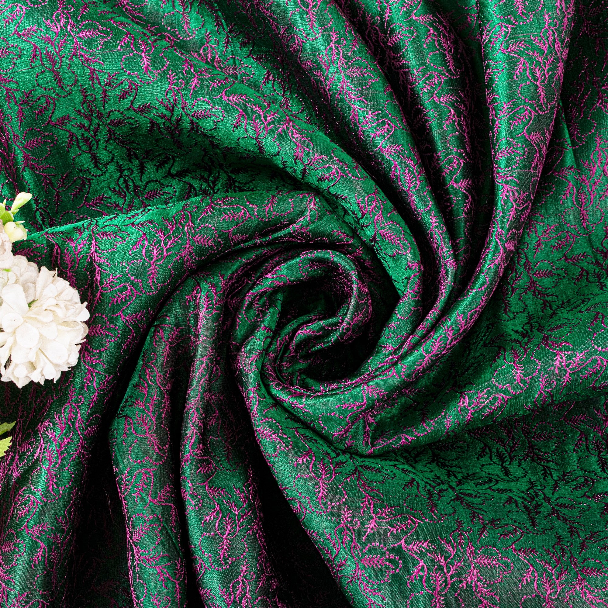 Sanskriti Vintage Green Pure Satin Saree Banarasi Brocade Zari Hand-Woven 5+Yard