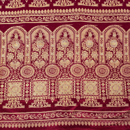 Sanskriti Vintage Red Pure Satin Saree Banarasi Brocade Zari Hand-Woven 5+YD