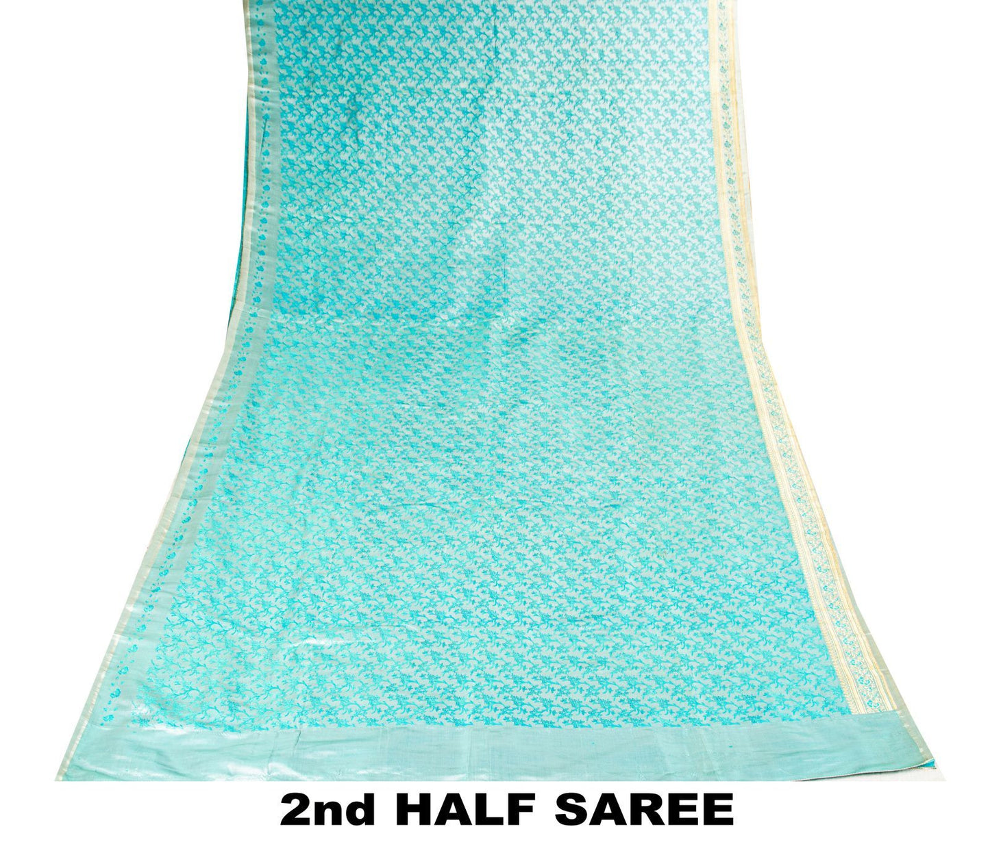 Sanskriti Vintage Blue Pure Satin Saree Banarasi Brocade Tanchoi Hand-Woven Sari