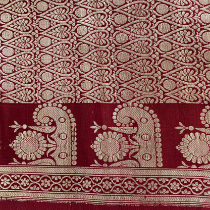 Sanskriti Vintage Purple Soft Pure Silk Saree Banarasi Brocade ZariHandwoven 5YD