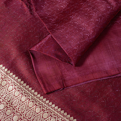 Sanskriti Vintage Purple Soft Pure Silk Saree Banarasi Brocade ZariHandwoven 5YD