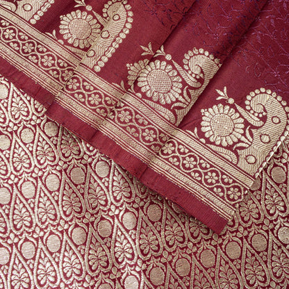 Sanskriti Vintage Purple Soft Pure Silk Saree Banarasi Brocade ZariHandwoven 5YD