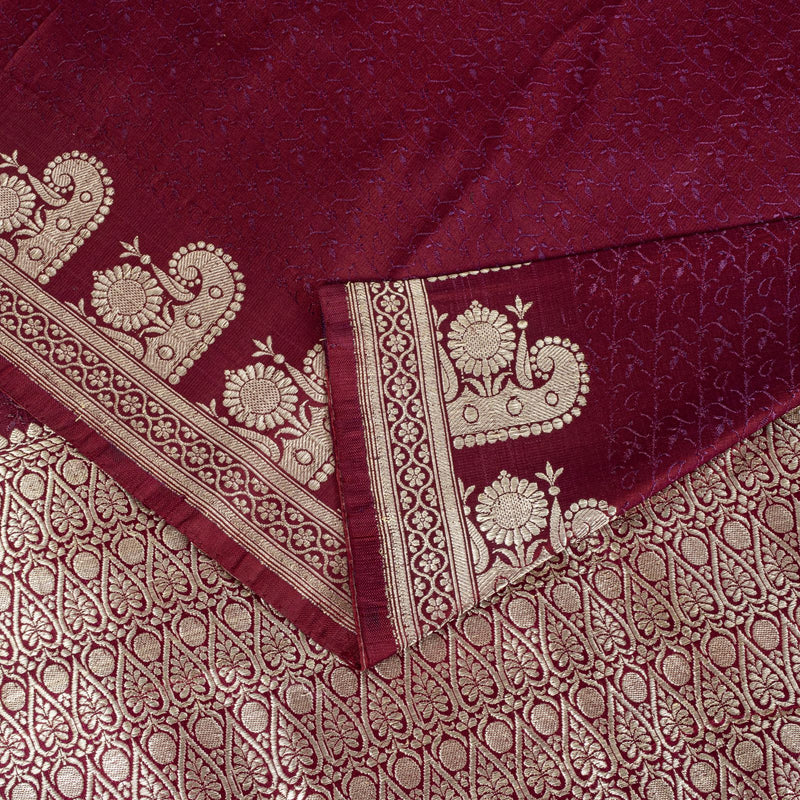 Sanskriti Vintage Purple Soft Pure Silk Saree Banarasi Brocade ZariHandwoven 5YD