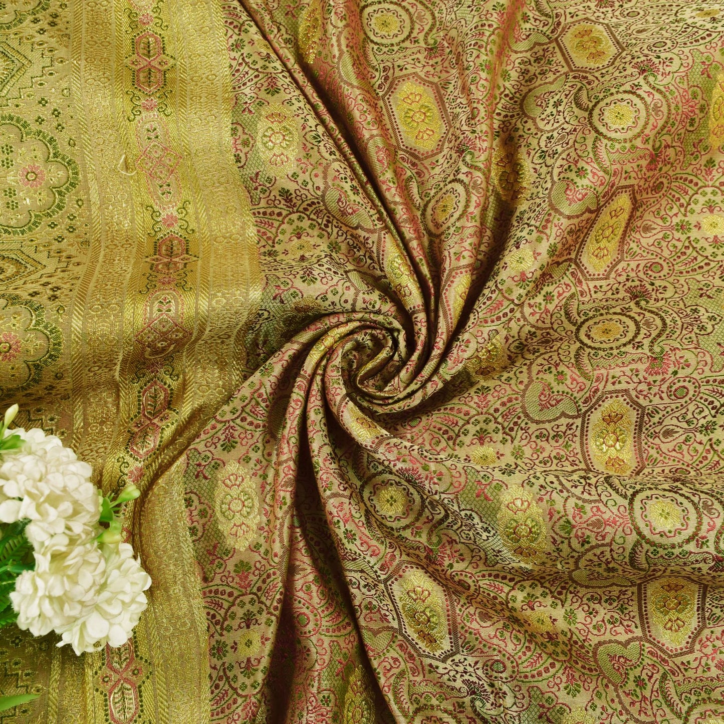 Sanskriti Vintage Light Grey Pure Satin Saree Banarasi Brocade Handwoven 5+YD
