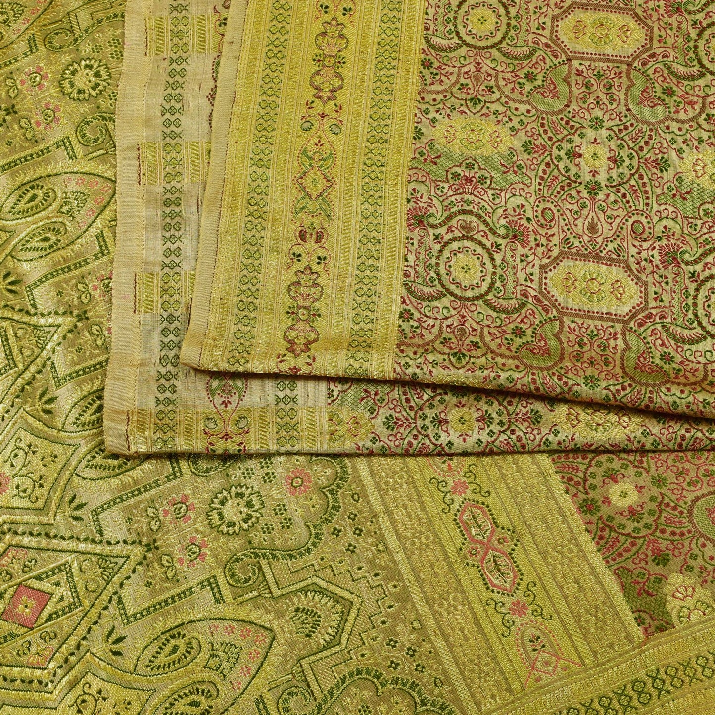 Sanskriti Vintage Light Grey Pure Satin Saree Banarasi Brocade Handwoven 5+YD