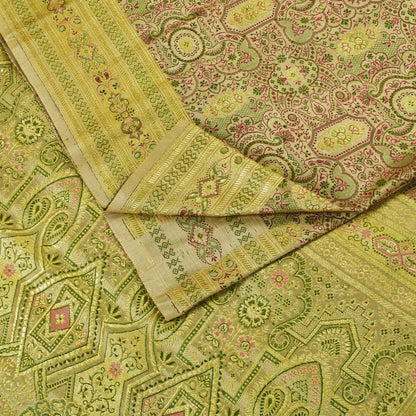 Sanskriti Vintage Light Grey Pure Satin Saree Banarasi Brocade Handwoven 5+YD