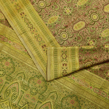 Sanskriti Vintage Light Grey Pure Satin Saree Banarasi Brocade Handwoven 5+YD