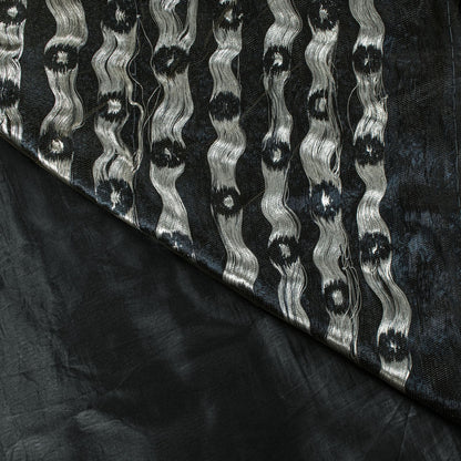 Sanskriti Vintage Black Pure Satin Silk Saree Banarasi Brocade HandWoven 5YDSari