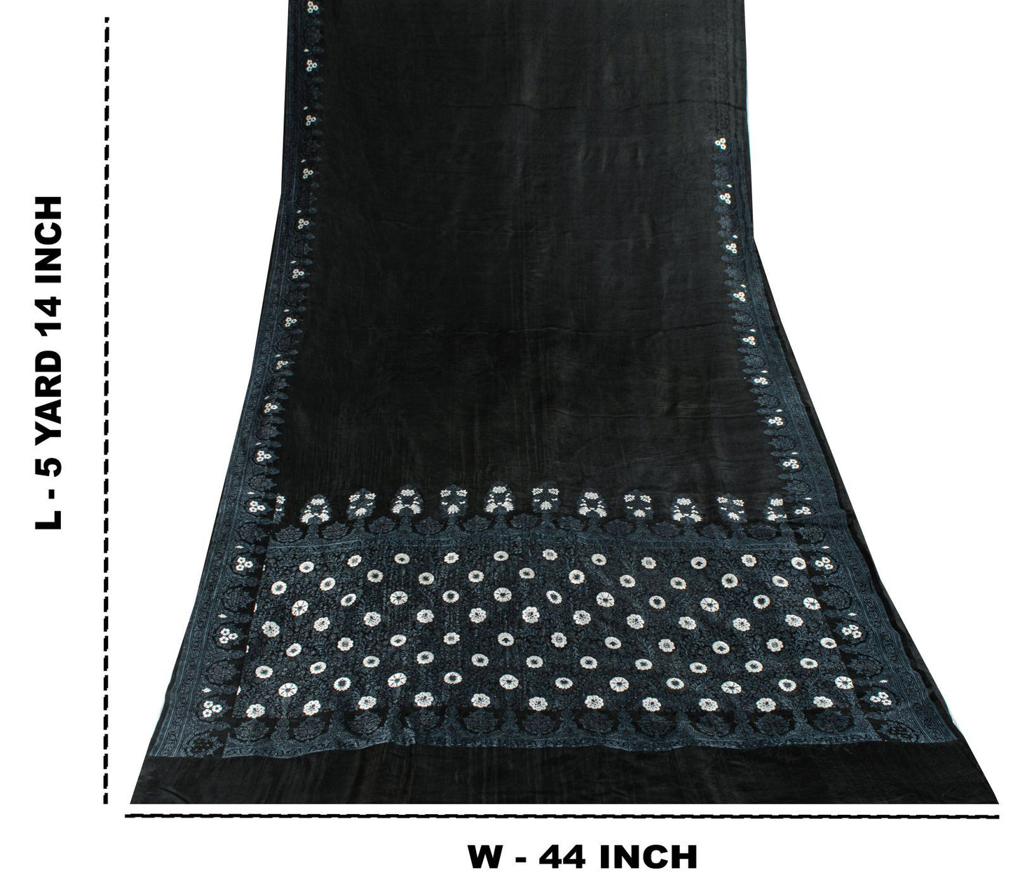 Sanskriti Vintage Black Pure Satin Silk Saree Banarasi Brocade HandWoven 5YDSari