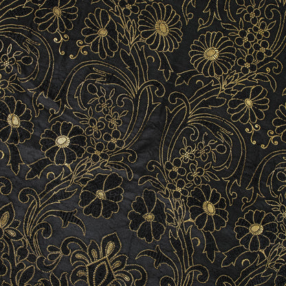 Sanskriti Vintage Black Pure Satin Saree Banarasi Brocade Zari Hand-Woven 6+YD