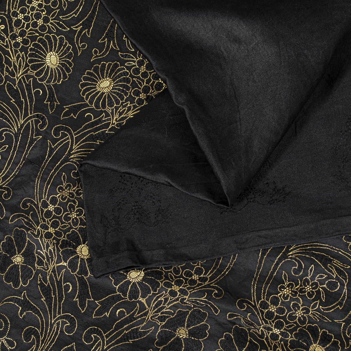 Sanskriti Vintage Black Pure Satin Saree Banarasi Brocade Zari Hand-Woven 6+YD