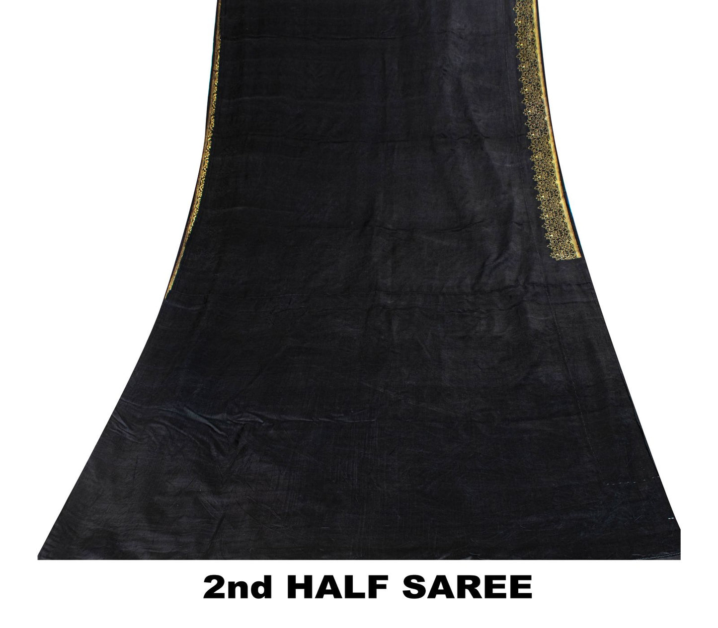 Sanskriti Vintage Black Pure Satin Saree Banarasi Brocade Zari Hand-Woven 6+YD