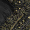 Sanskriti Vintage Black Pure Satin Saree Banarasi Brocade Zari Hand-Woven 6+YD