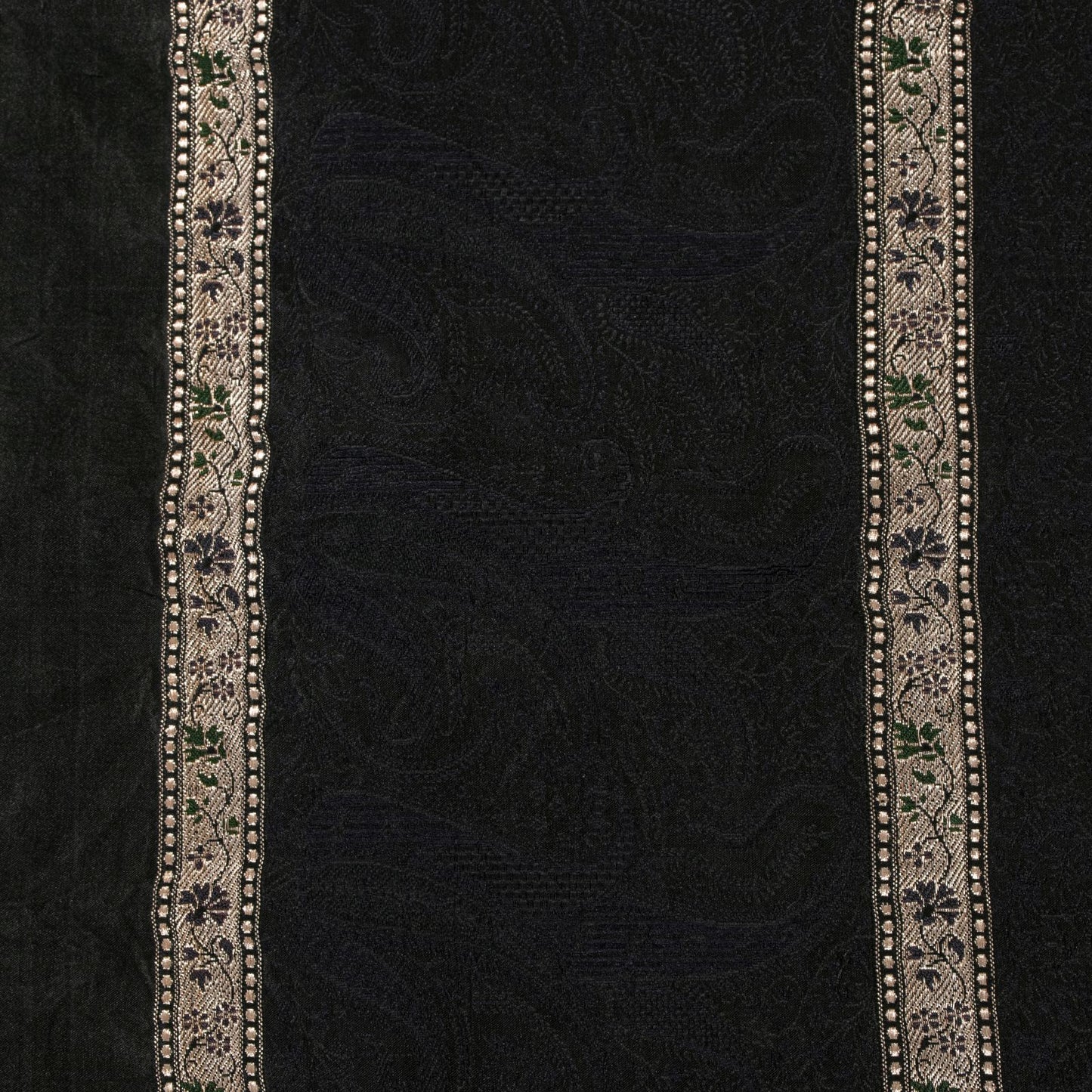 Sanskriti Vintage Black Pure Satin Saree Banarasi Brocade Zari Hand-Woven 5+YD