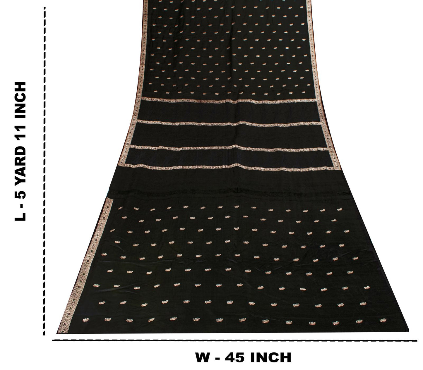 Sanskriti Vintage Black Pure Satin Saree Banarasi Brocade Zari Hand-Woven 5+YD