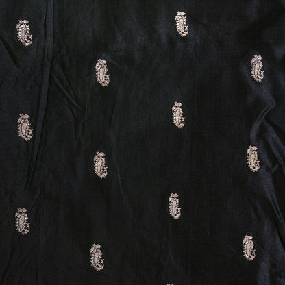 Sanskriti Vintage Black Pure Satin Saree Banarasi Brocade Zari Hand-Woven 5+YD