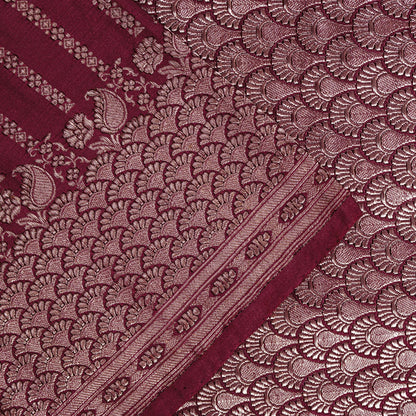 Sanskriti Vintage Red 100% Pure Satin Saree Banarasi Brocade Zari Handwoven 5+YD