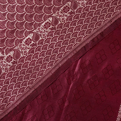 Sanskriti Vintage Red 100% Pure Satin Saree Banarasi Brocade Zari Handwoven 5+YD