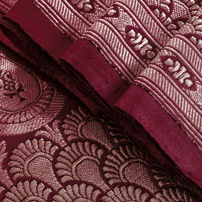 Sanskriti Vintage Red 100% Pure Satin Saree Banarasi Brocade Zari Handwoven 5+YD