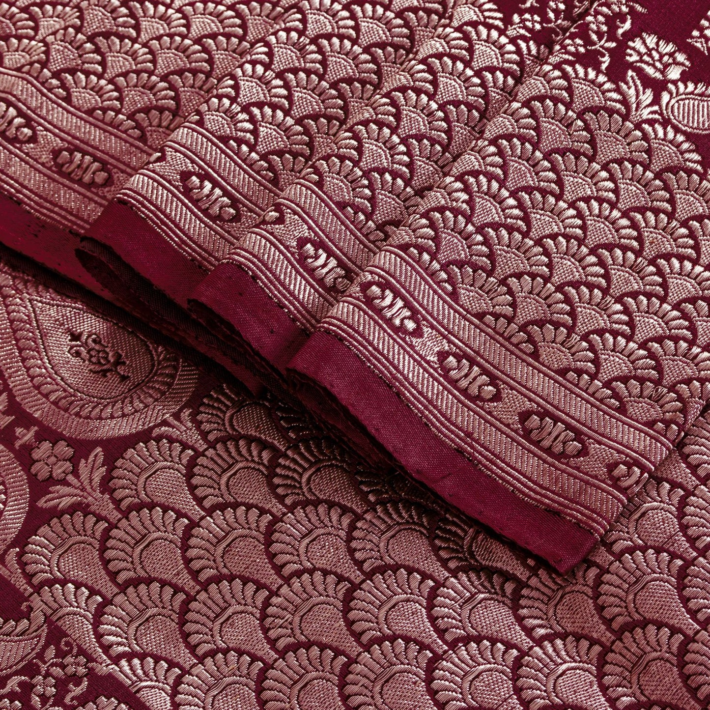 Sanskriti Vintage Red 100% Pure Satin Saree Banarasi Brocade Zari Handwoven 5+YD
