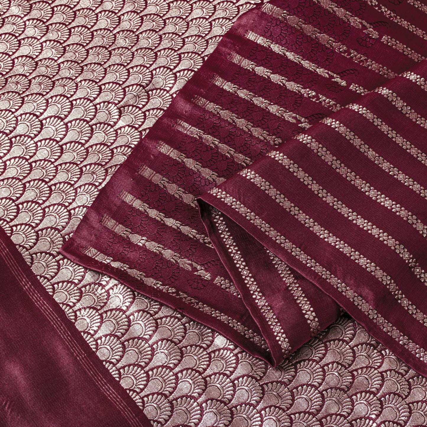 Sanskriti Vintage Red 100% Pure Satin Saree Banarasi Brocade Zari Handwoven 5+YD