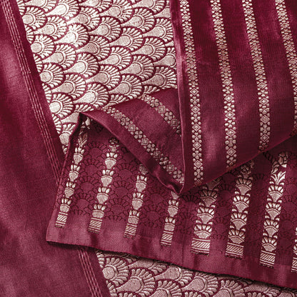 Sanskriti Vintage Red 100% Pure Satin Saree Banarasi Brocade Zari Handwoven 5+YD