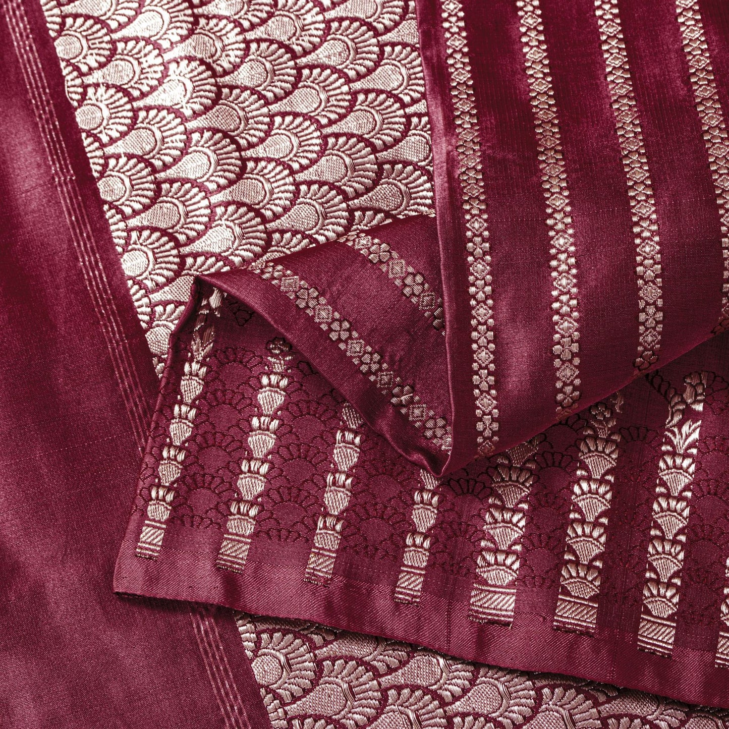 Sanskriti Vintage Red 100% Pure Satin Saree Banarasi Brocade Zari Handwoven 5+YD
