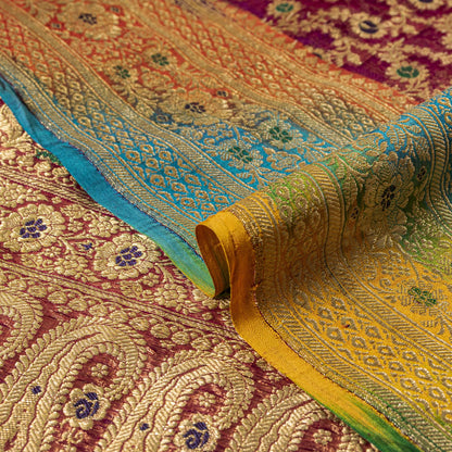 Sanskriti Vintage Saree Banarasi Brocade Purple Pure Organza Zari Bollywood Sari