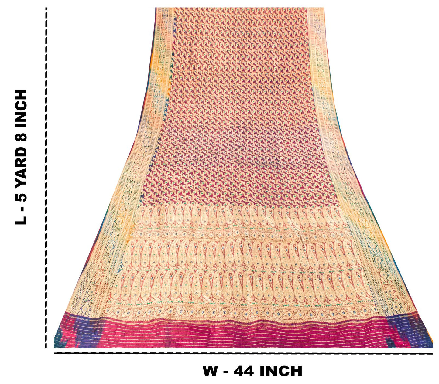 Sanskriti Vintage Saree Banarasi Brocade Purple Pure Organza Zari Bollywood Sari