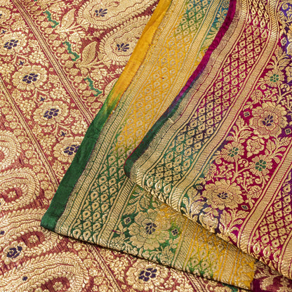 Sanskriti Vintage Saree Banarasi Brocade Purple Pure Organza Zari Bollywood Sari