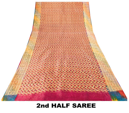 Sanskriti Vintage Saree Banarasi Brocade Purple Pure Organza Zari Bollywood Sari