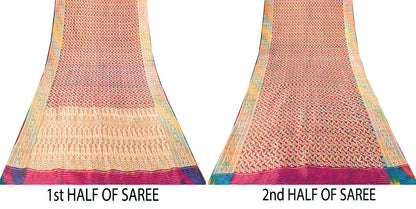Sanskriti Vintage Saree Banarasi Brocade Purple Pure Organza Zari Bollywood Sari