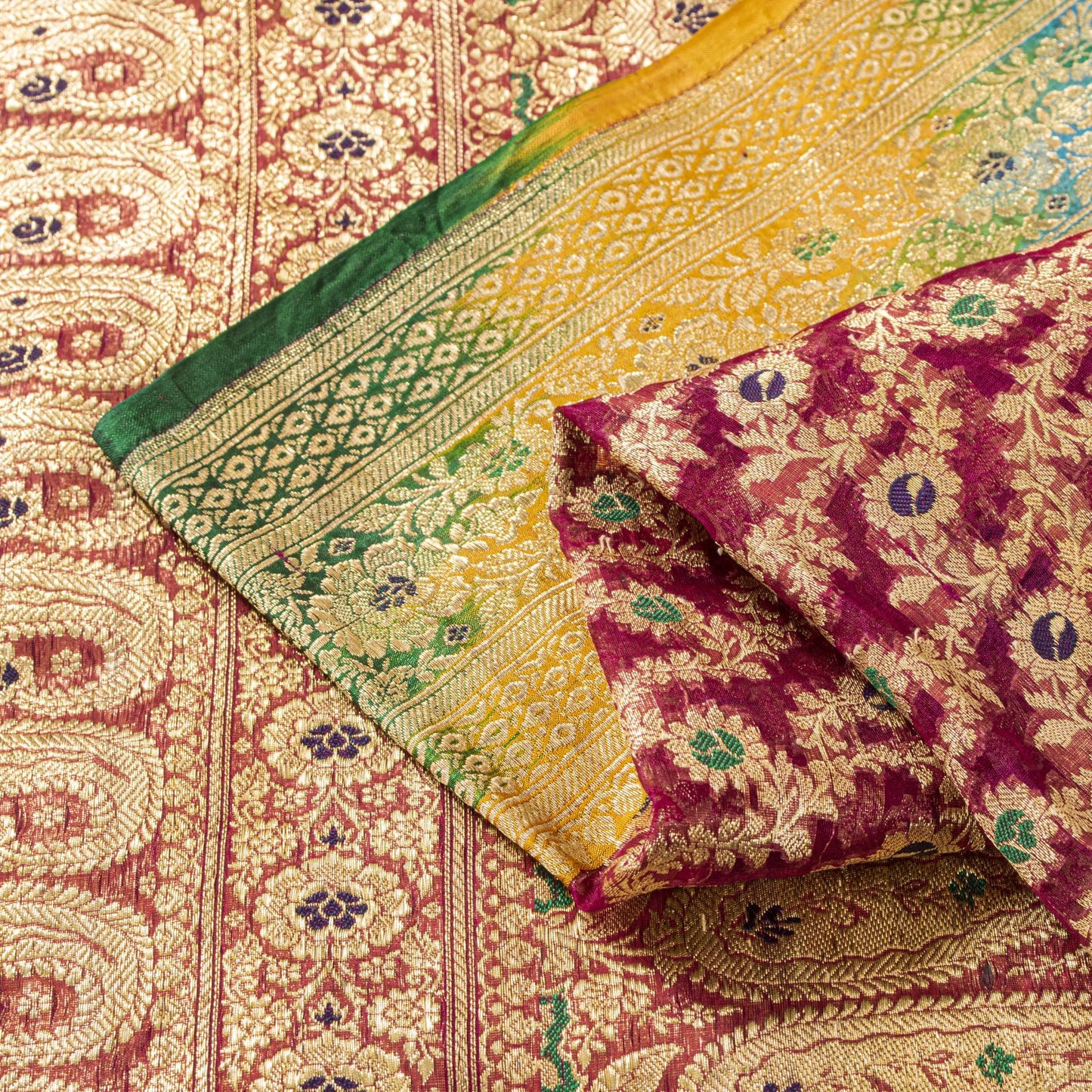 Sanskriti Vintage Saree Banarasi Brocade Purple Pure Organza Zari Bollywood Sari