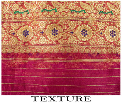 Sanskriti Vintage Saree Banarasi Brocade Purple Pure Organza Zari Bollywood Sari