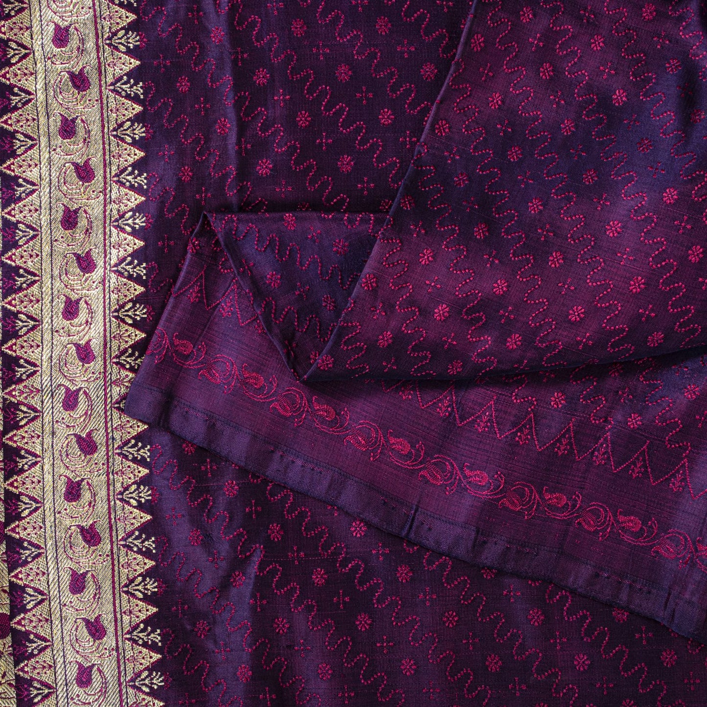 Sanskriti Vintage Purple Pure Satin Silk Saree Banarasi Brocade Hand-Woven 5+YD