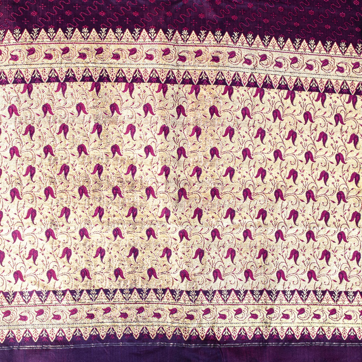Sanskriti Vintage Purple Pure Satin Silk Saree Banarasi Brocade Hand-Woven 5+YD