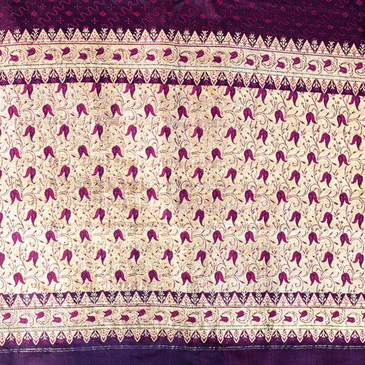 Sanskriti Vintage Purple Pure Satin Silk Saree Banarasi Brocade Hand-Woven 5+YD