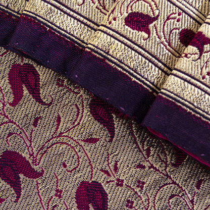 Sanskriti Vintage Purple Pure Satin Silk Saree Banarasi Brocade Hand-Woven 5+YD