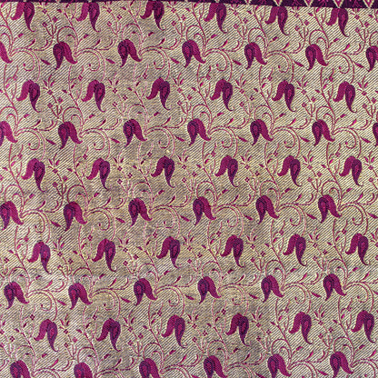 Sanskriti Vintage Purple Pure Satin Silk Saree Banarasi Brocade Hand-Woven 5+YD
