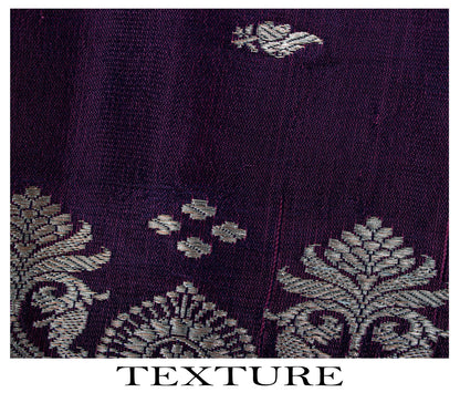 Sanskriti Vintage Purple Pure Silk Saree Banarasi Brocade Zari Hand-Woven Sari