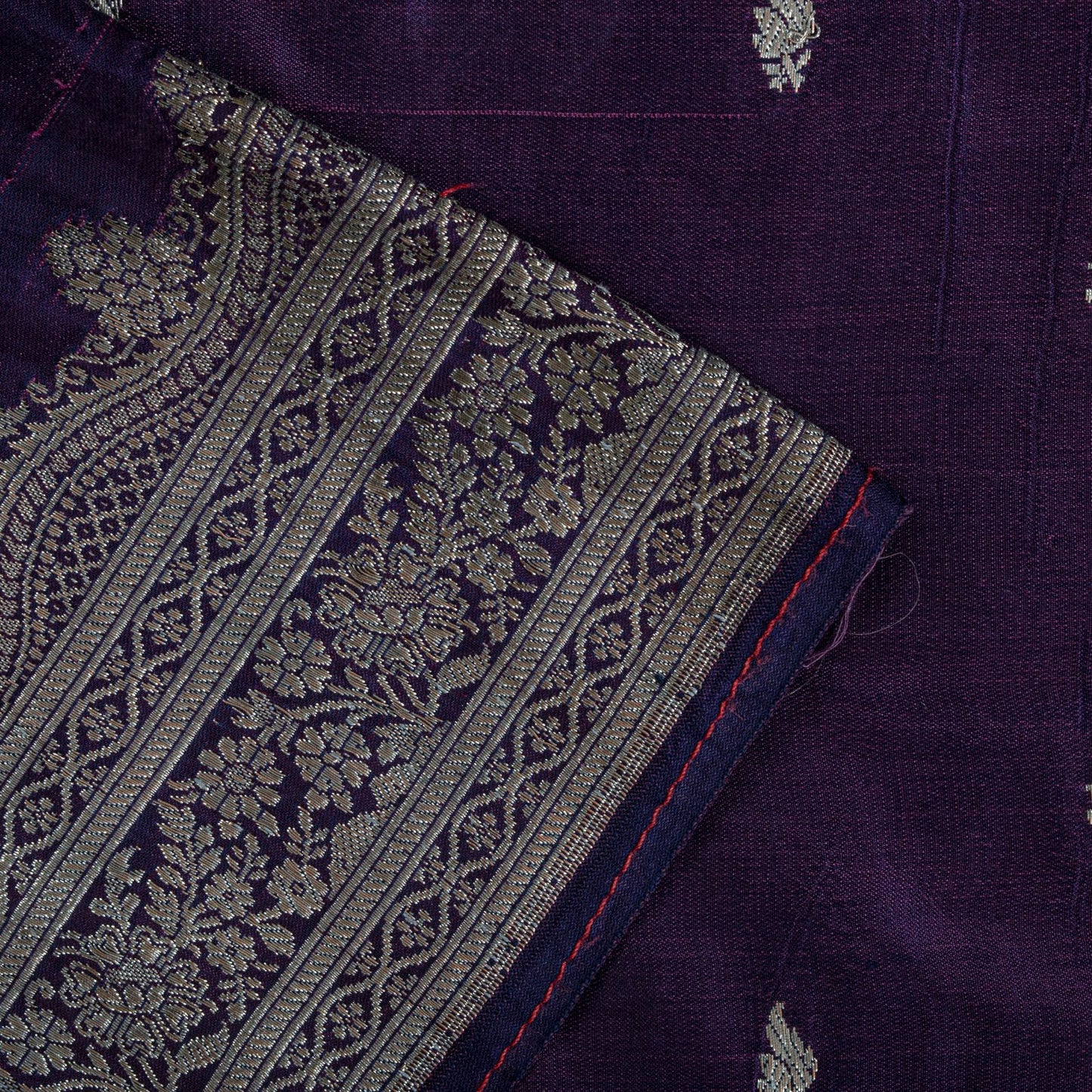 Sanskriti Vintage Purple Pure Silk Saree Banarasi Brocade Zari Hand-Woven Sari