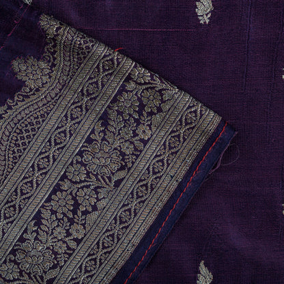 Sanskriti Vintage Purple Pure Silk Saree Banarasi Brocade Zari Hand-Woven Sari