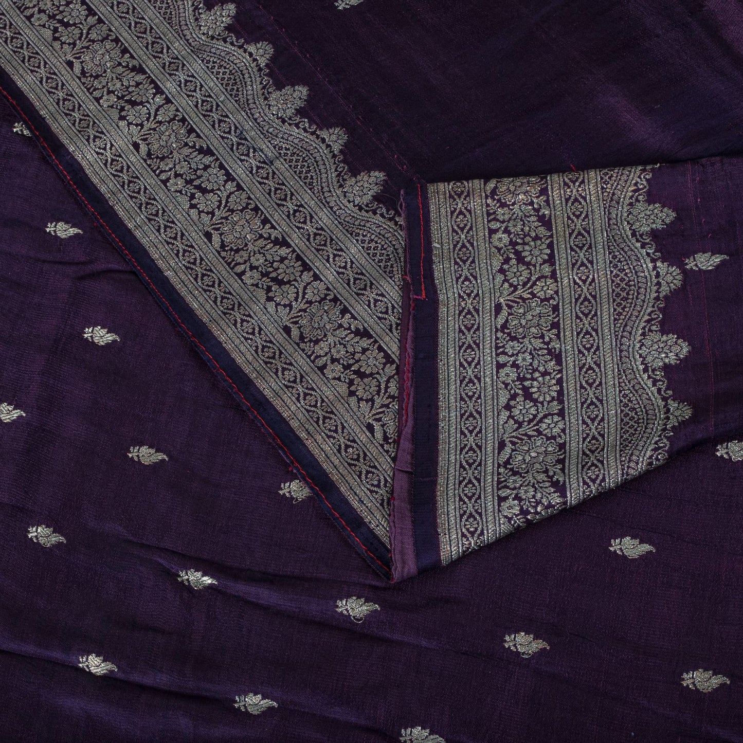 Sanskriti Vintage Purple Pure Silk Saree Banarasi Brocade Zari Hand-Woven Sari