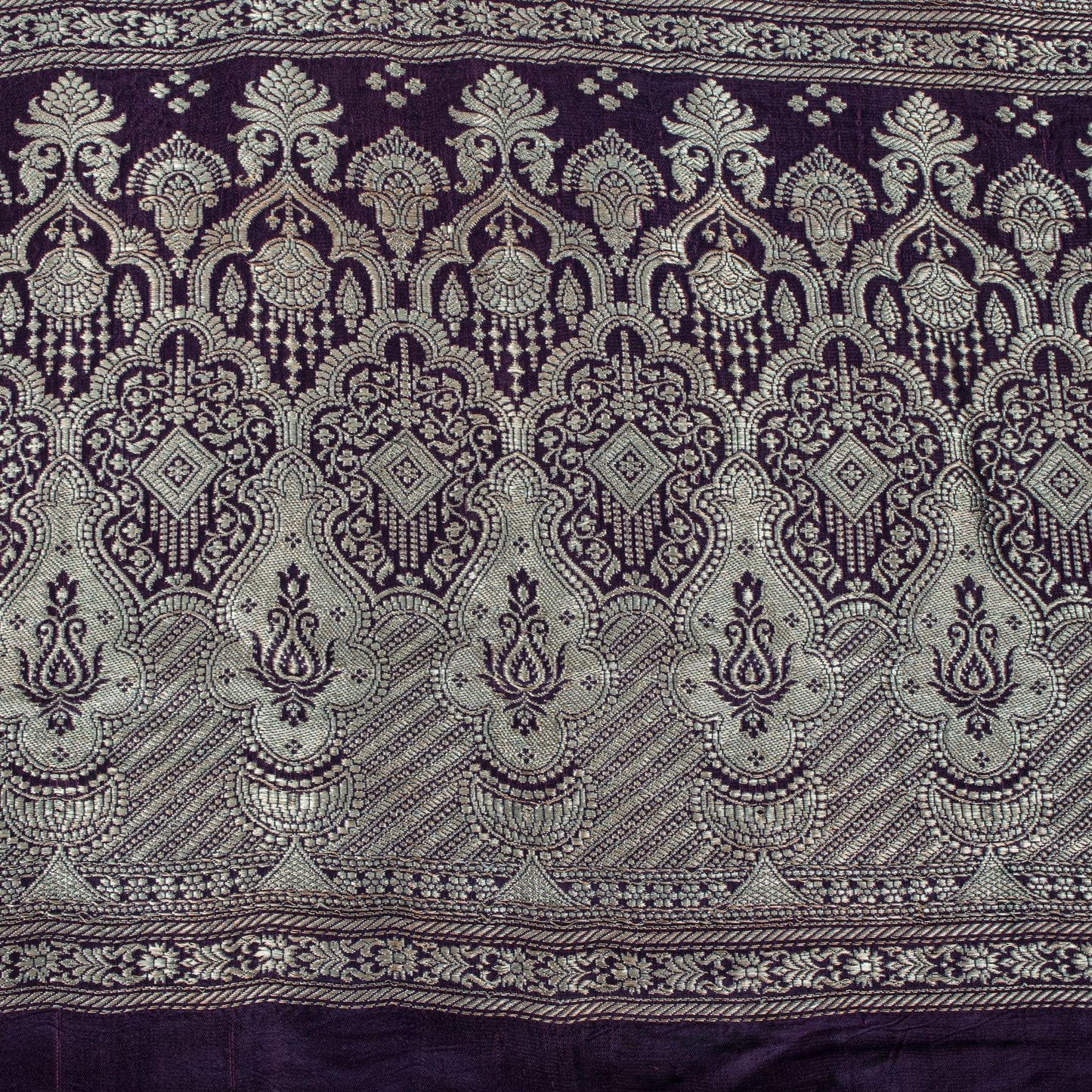 Sanskriti Vintage Purple Pure Silk Saree Banarasi Brocade Zari Hand-Woven Sari