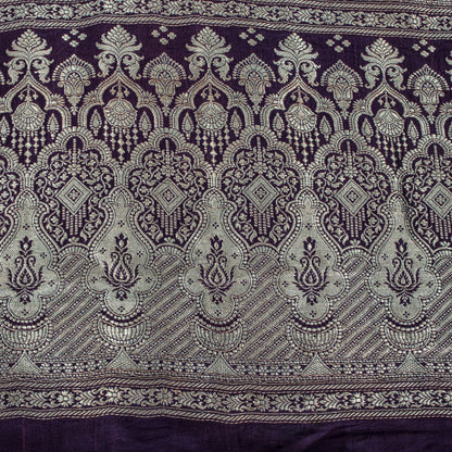 Sanskriti Vintage Purple Pure Silk Saree Banarasi Brocade Zari Hand-Woven Sari