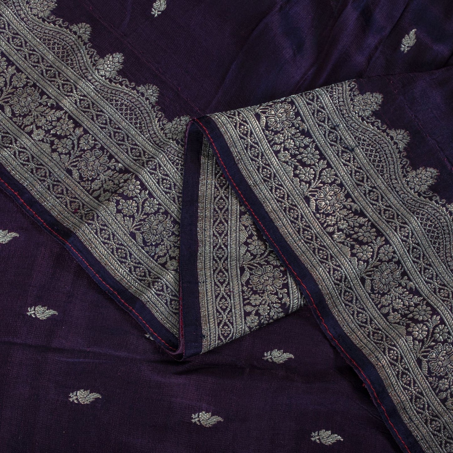 Sanskriti Vintage Purple Pure Silk Saree Banarasi Brocade Zari Hand-Woven Sari