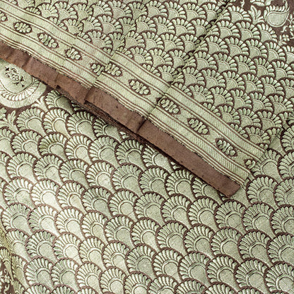 Sanskriti Vintage Saree Brown Pure Silk Banarasi Brocade Zari Hand-Woven 6YDSari